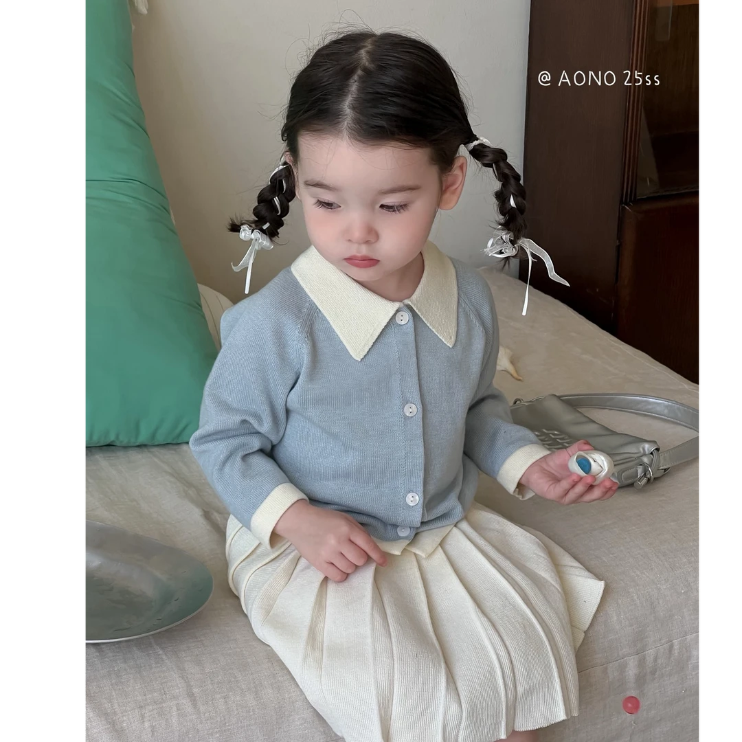 2025AoNo开衫 百褶裙套装春秋针织洋气