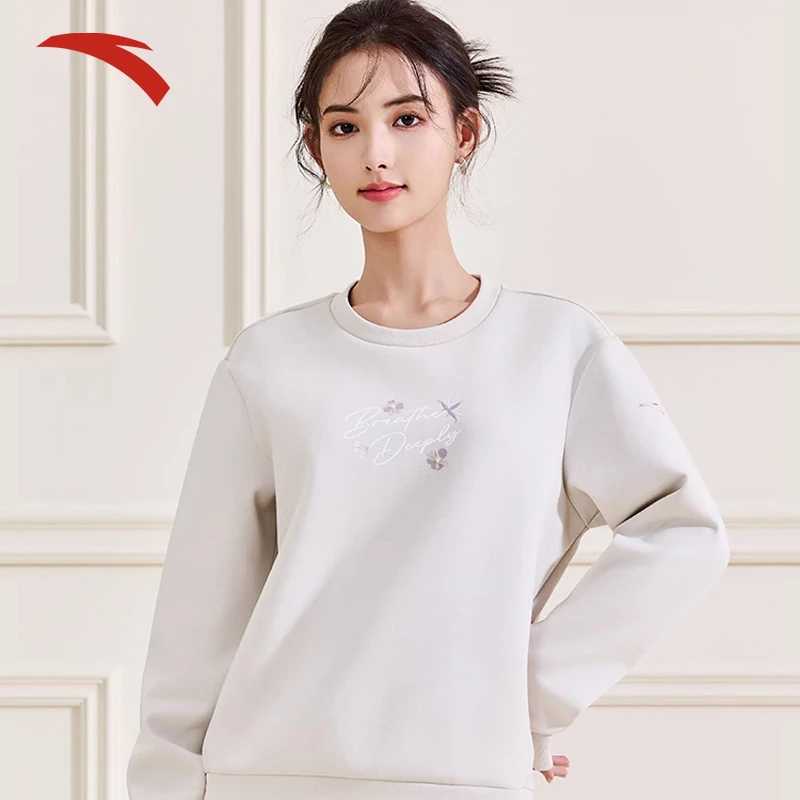 安踏易打理卫衣丨冬季新款卫衣女圆领套头上衣162517718S-LL