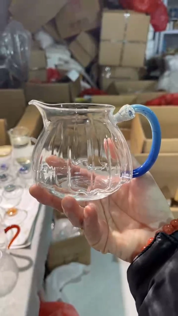 手工艺品玻璃莲君公杯 蓝