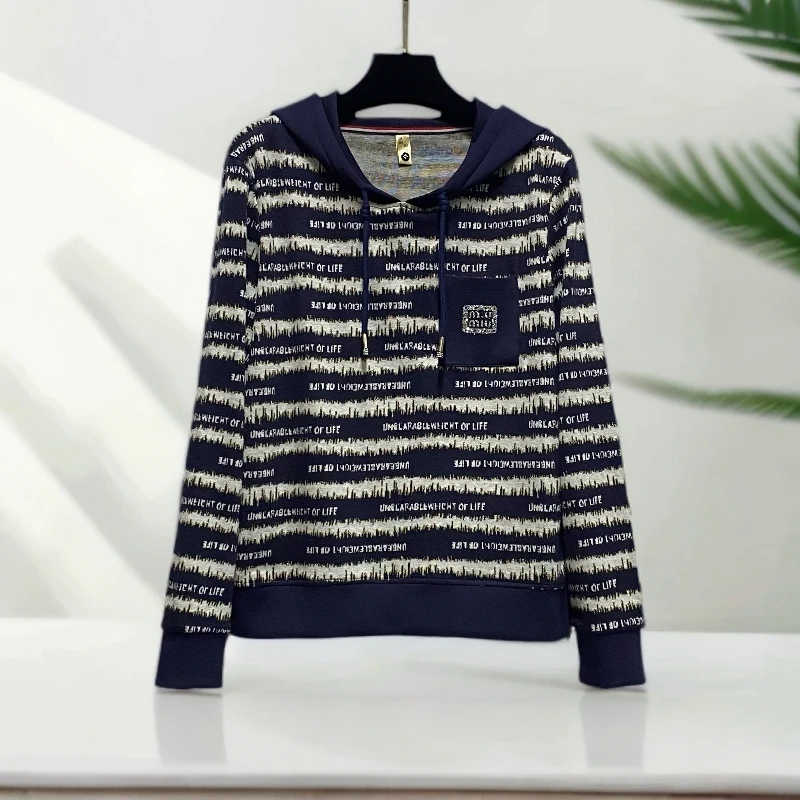 【海港漫步宝蓝幻想连帽】欧韩秋冬羊绒宽松遮肚子中年女士百搭