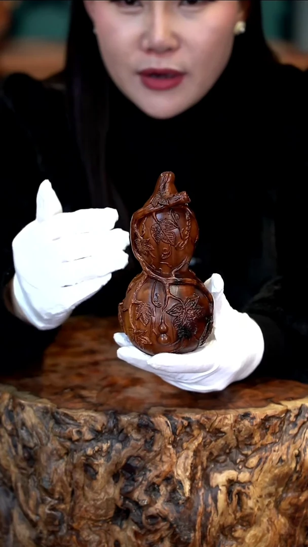 木雷击枣木精雕葫芦