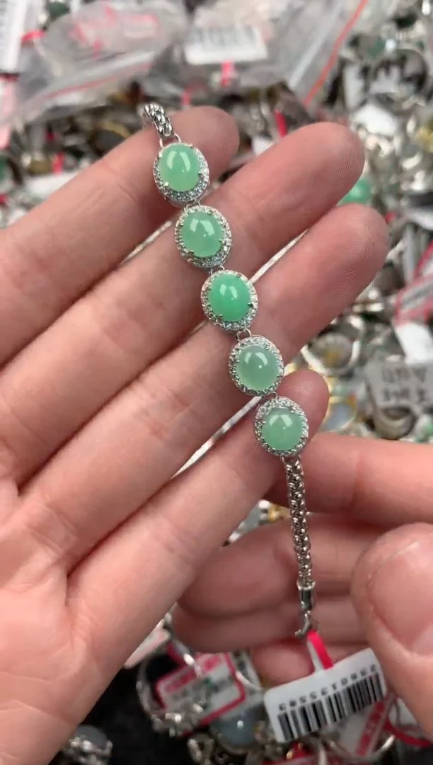 银S925镶嵌戒指翡翠10             5