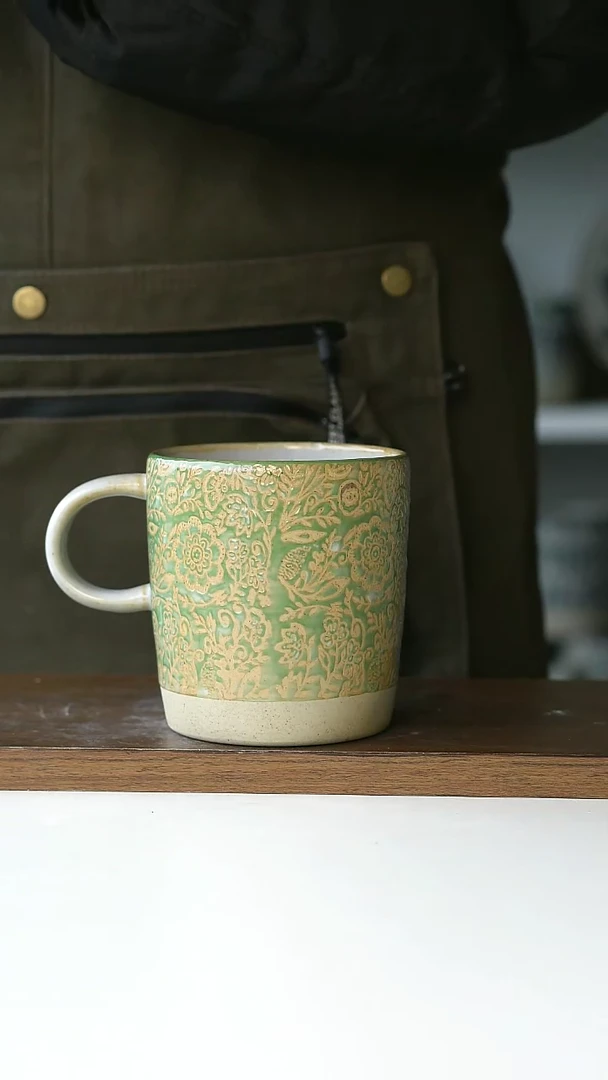 【闪购商品】陶瓷294粗陶浮雕马克杯微瑕@4-2@