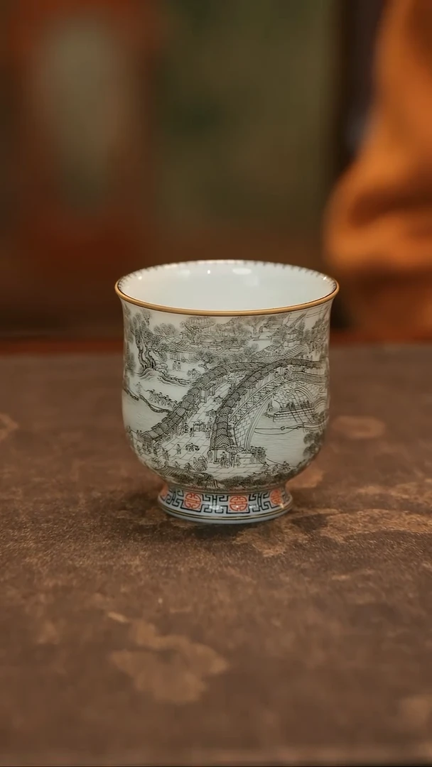 过手绘重工墨彩清明上河图主人杯
