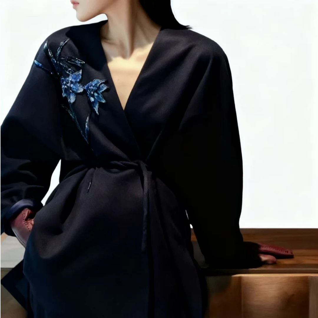 重工钉珠羊毛大衣两件套时尚套装时尚气质通勤复古970