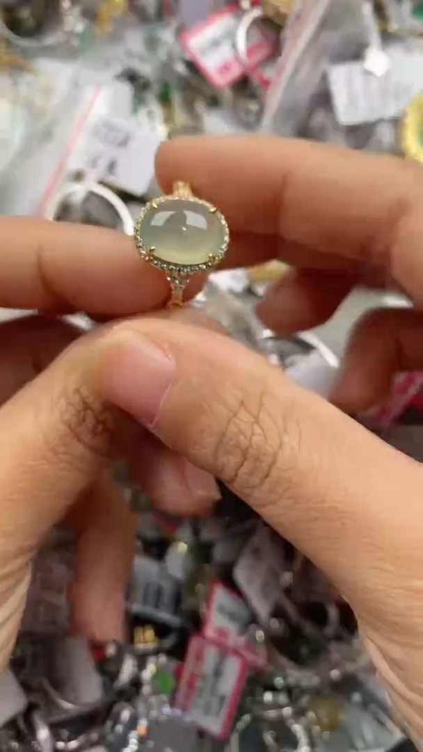 银S925镶嵌戒指翡翠222             3