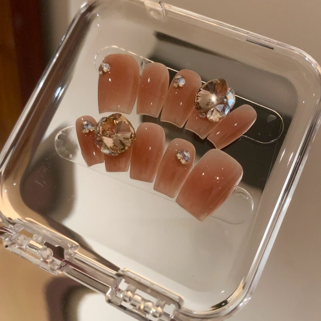 【Molin美甲】粉黛星芒短甲可爱又显白纯手工施华洛华子穿戴甲