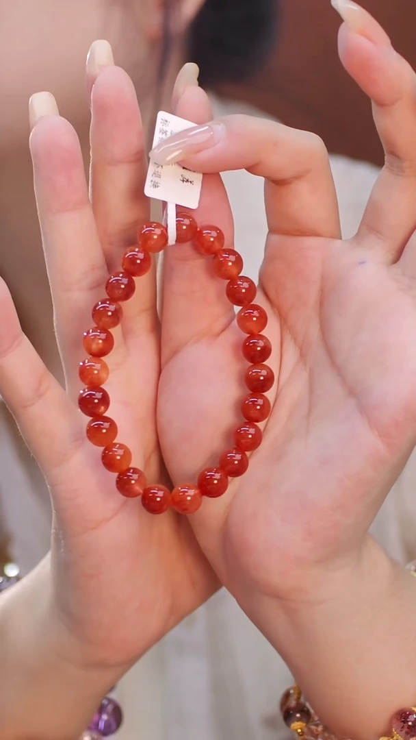 未镶嵌手串水晶红兔毛单圈 8+