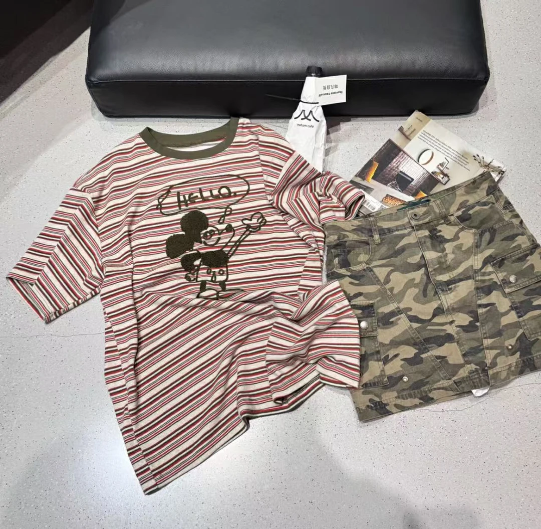 【周炸炸】日系圆领短袖休闲百搭女士简约字母长袖T恤#259067