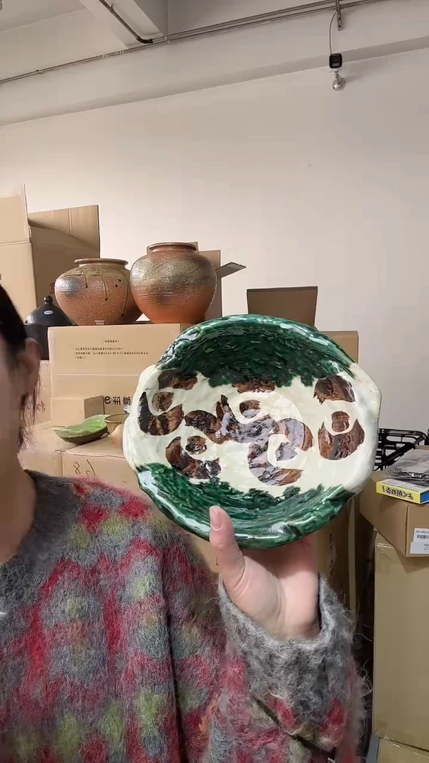 【闪购商品】1日本进口 织布锈花纹陶土钵