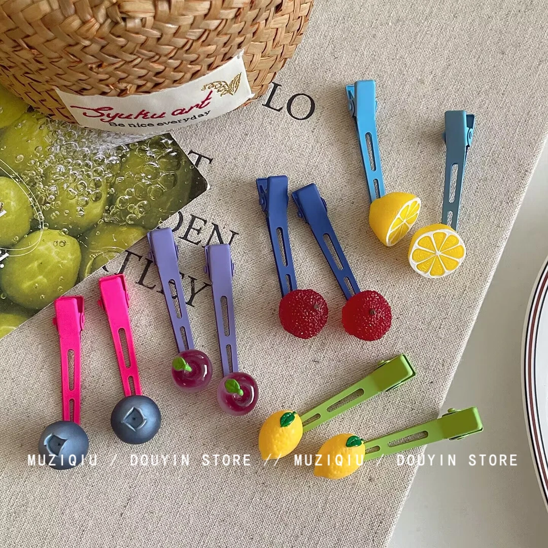 木子秋夏日水果派对~2个可爱刘海侧边夹高级感气质时尚甜美碎发夹