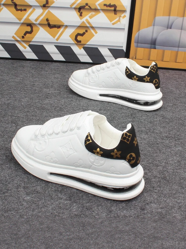 2025秋冬新款印花小白鞋男女气垫鞋百搭厚底增高休闲运动板鞋男款