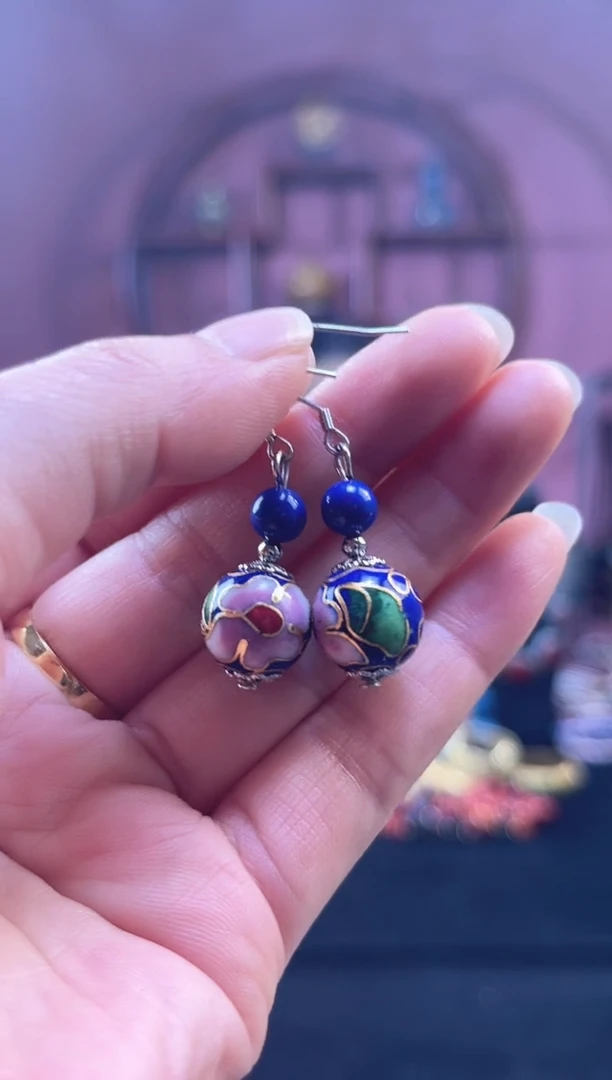 非遗 景泰蓝耳饰 1.2 宝蓝