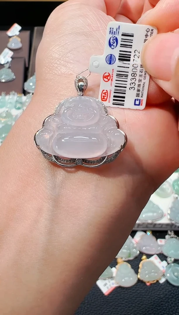 翡翠18K金镶嵌吊坠(不含链)佛公吊坠722
