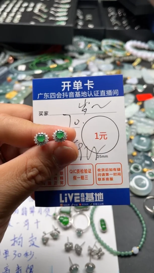 【闪购商品】翡翠颈饰银S925镶嵌耳钉