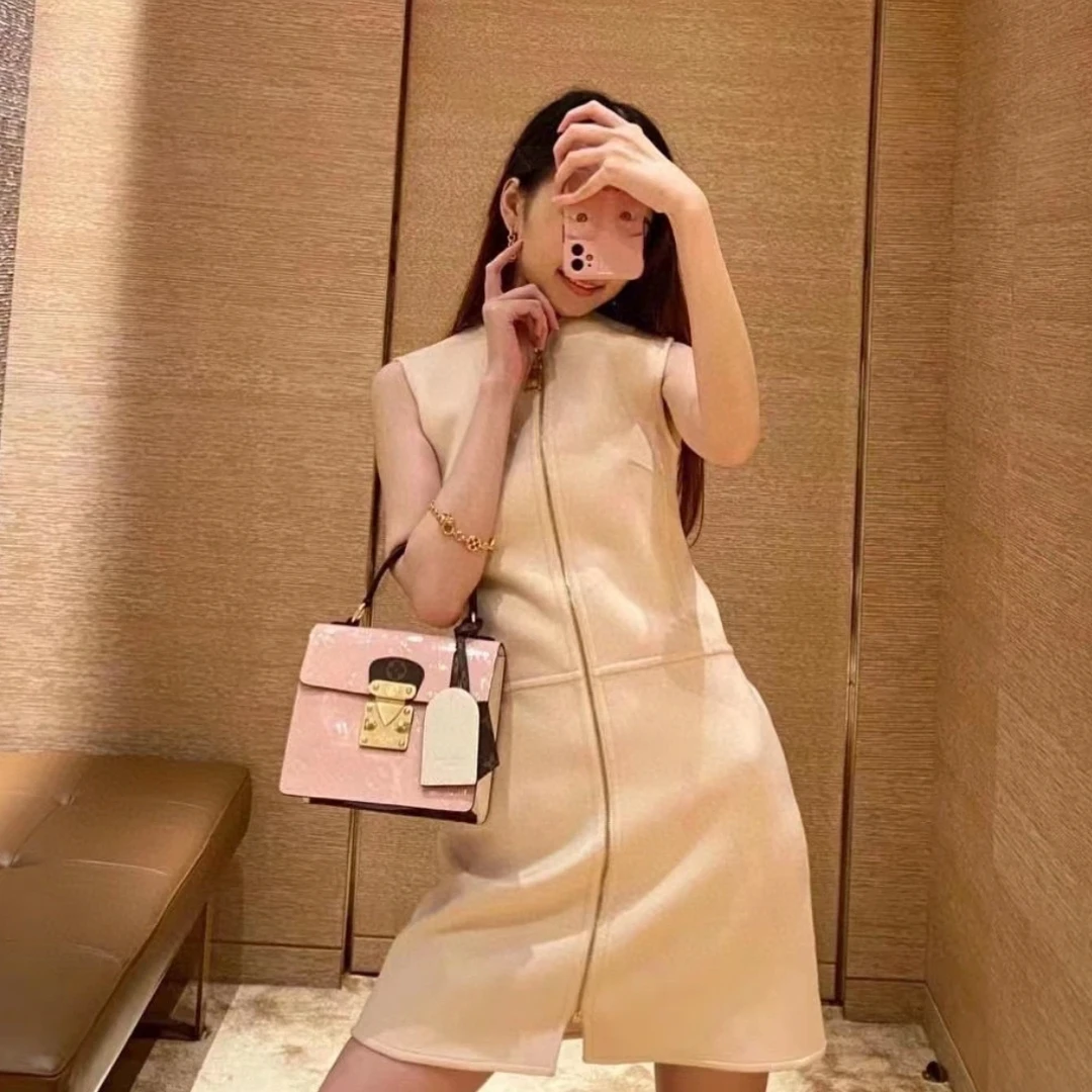 未使用 LouisVuitton/路易威登 拉链暗纹无袖长T裙 黄色38