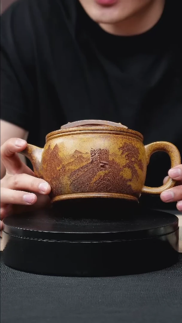 茶壶紫砂龙骨金砂刻绘汉瓦