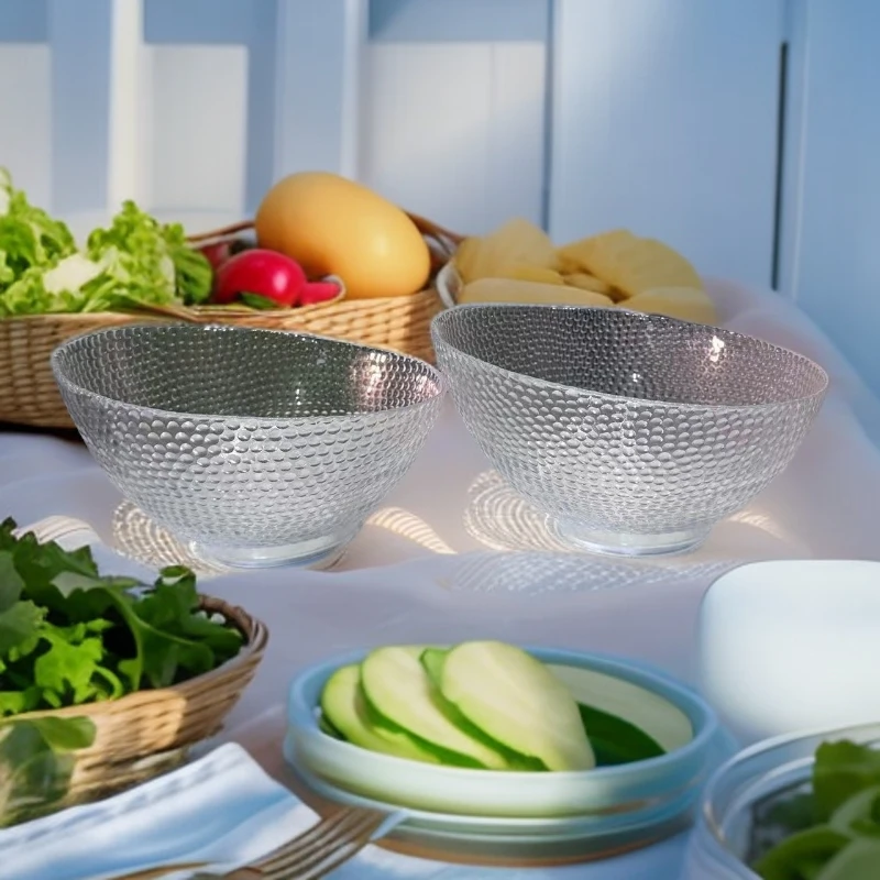 【2支装】水晶玻璃透明斜口沙拉碗现代家用客厅茶几