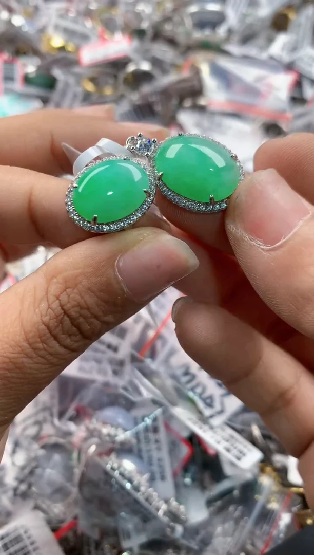 银S925镶嵌戒指翡翠555     1