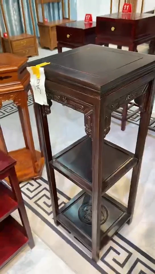 【闪购商品】花梨木类成套家具黑檀色福字花架35*35*100