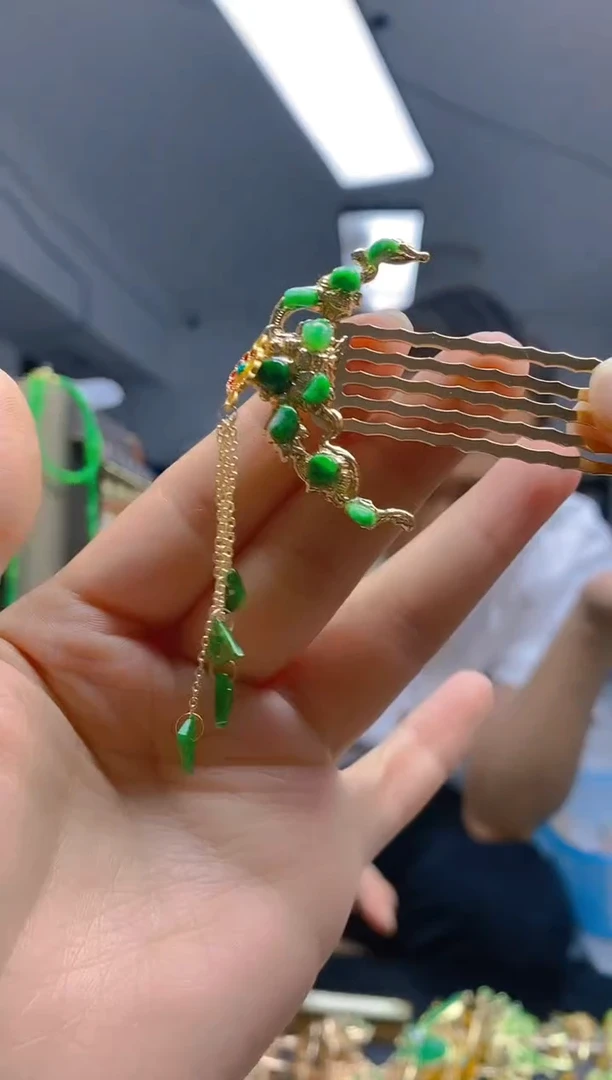 【闪购商品】翡翠耳饰合金0366翡翠发簪