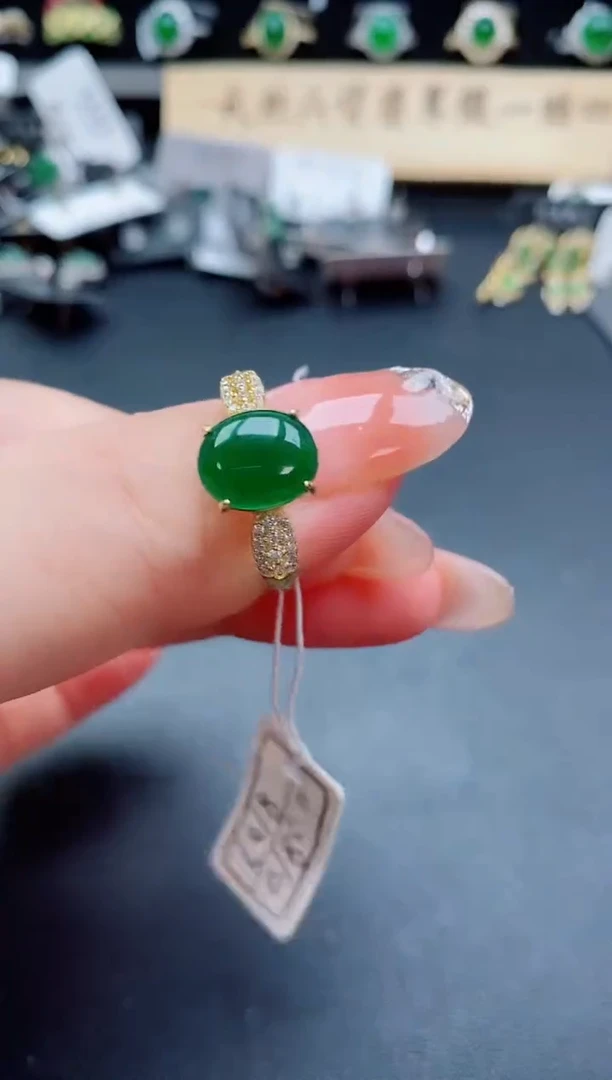 银S925镶嵌戒指翡翠1