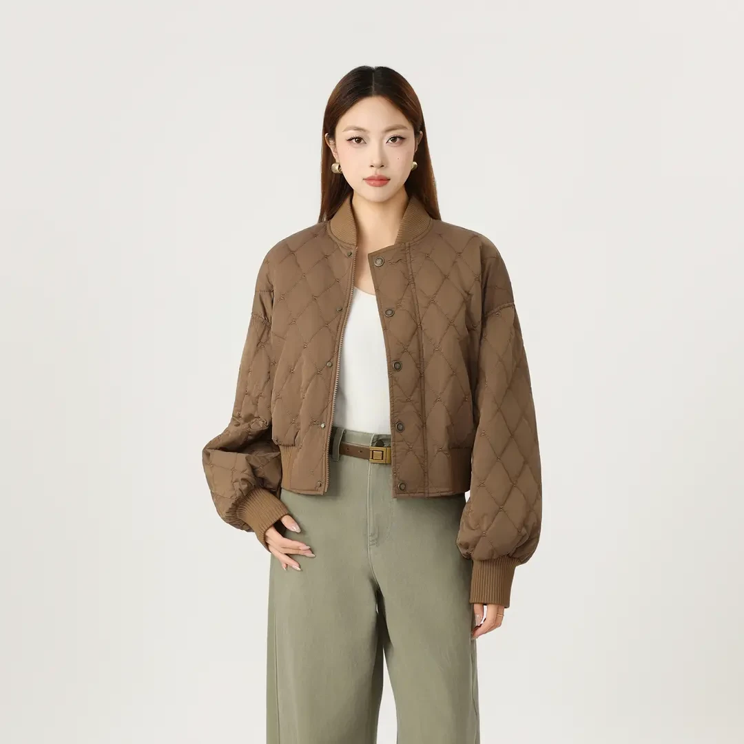 AMASS/阿玛施冬季新款3M新雪丽休闲菱格短款棒球棉服外套5400844