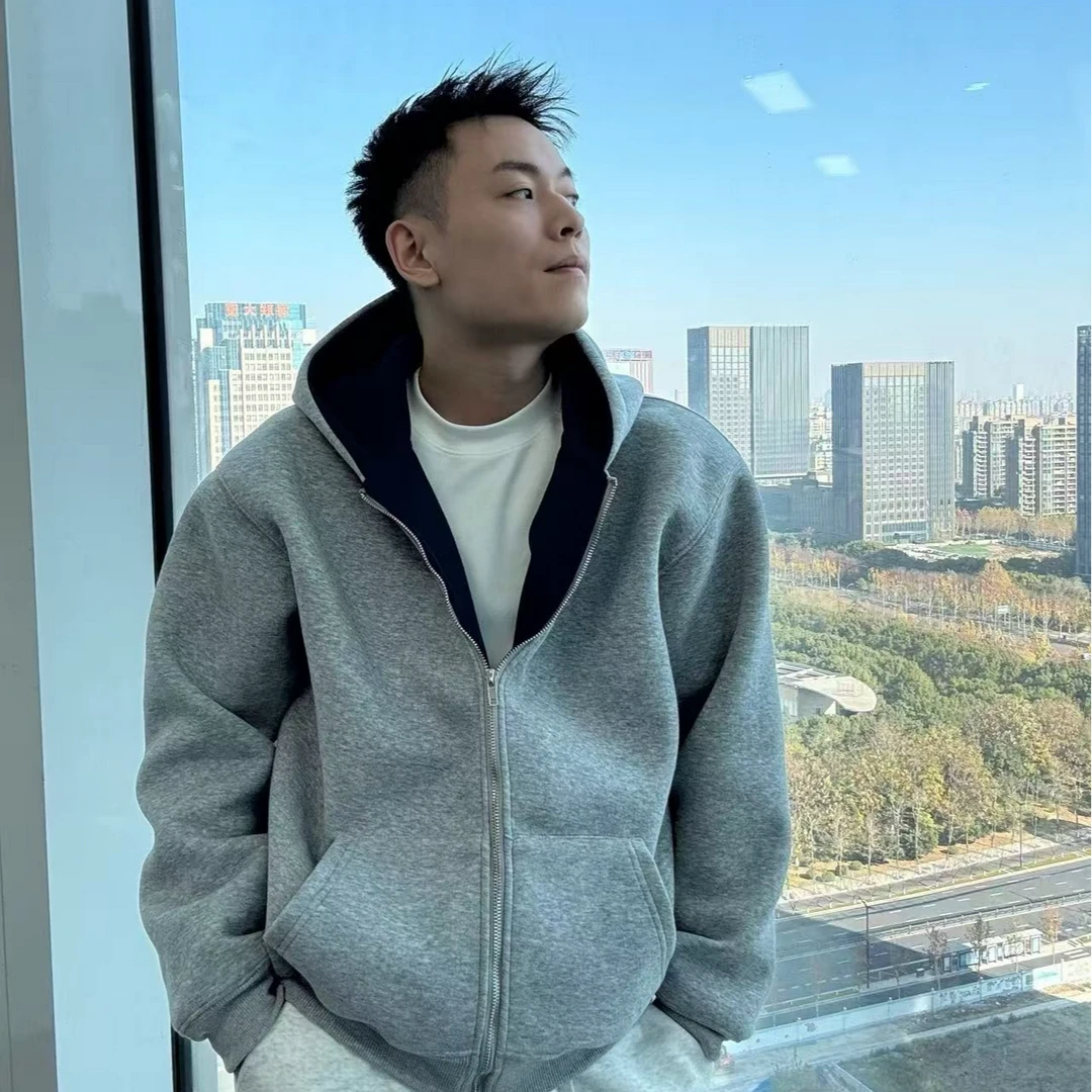 2026AW春季新款重磅碳素微磨毛立体拼边卫衣男女