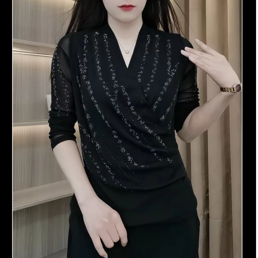 气质时尚打底衫网红显瘦百搭小衫印花上衣女士洋气衣服女长袖311