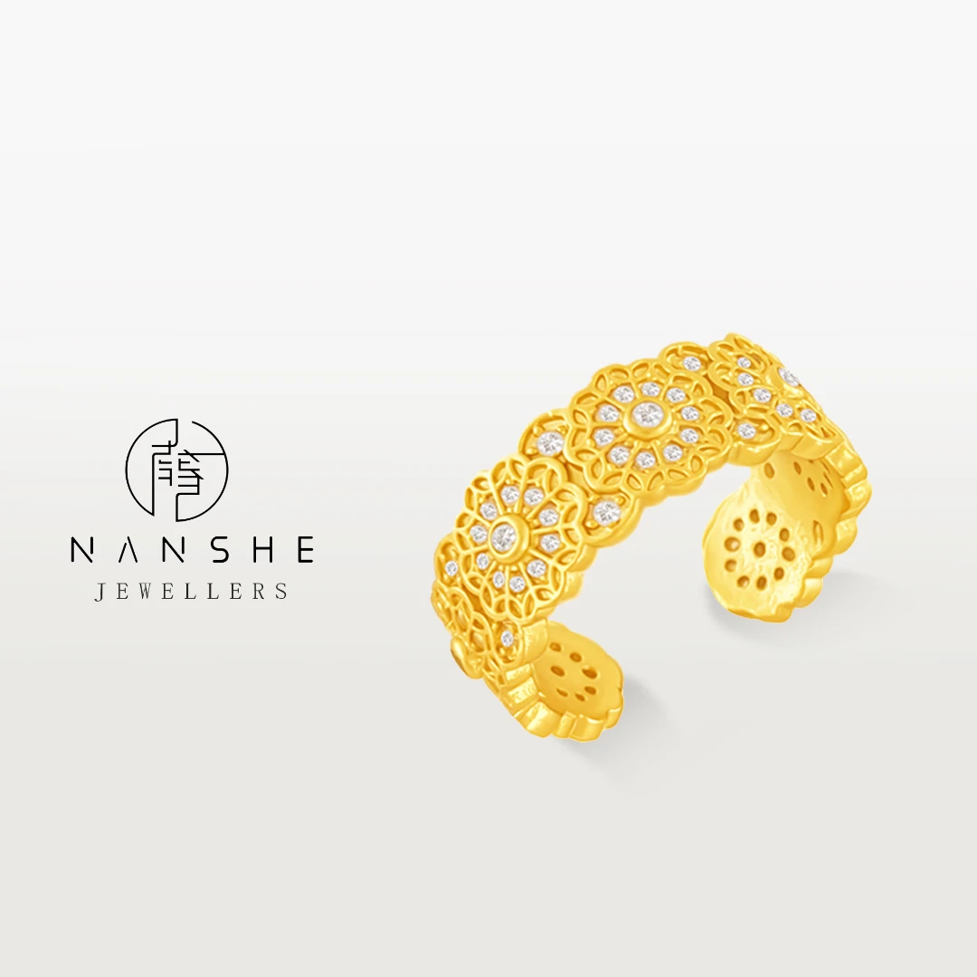 NANSHE/南奢 新中式古法玫瑰花窗戒指 L1739