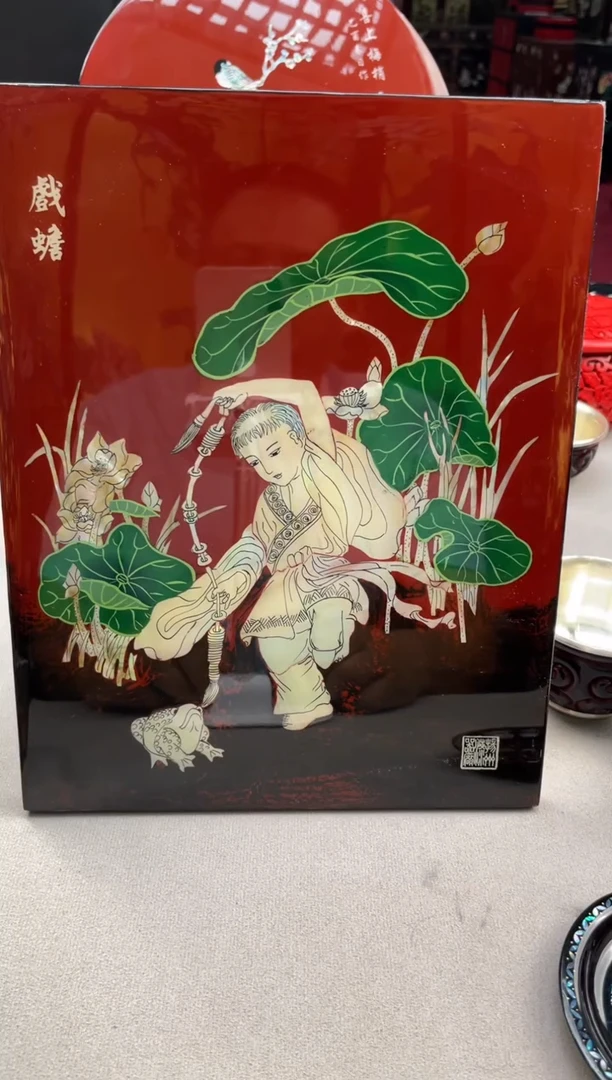 亚扬州漆器平磨12生肖茶杯垫