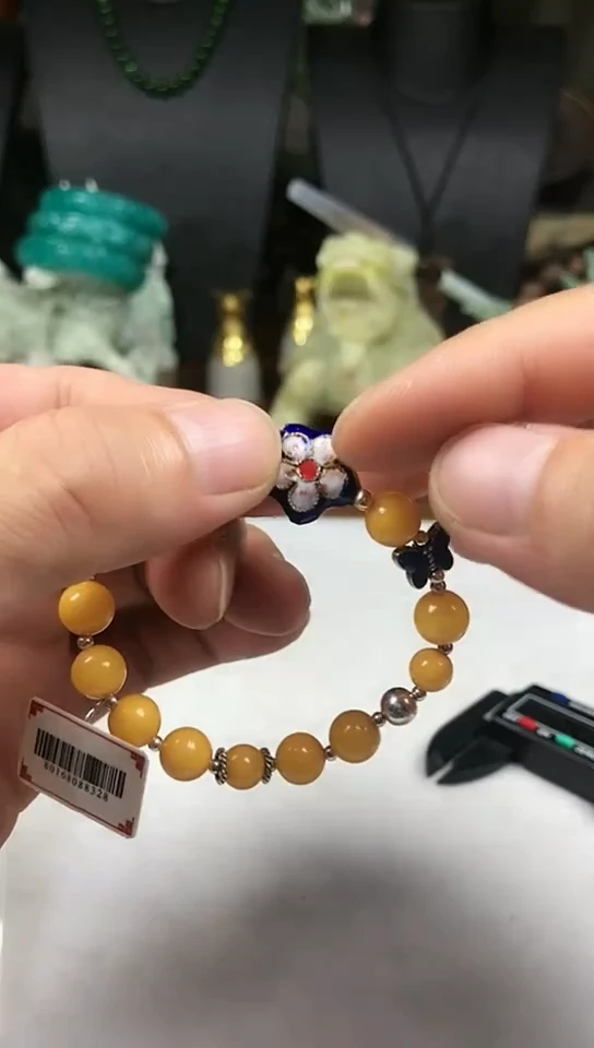 手链蜜蜡银S925镶嵌手串