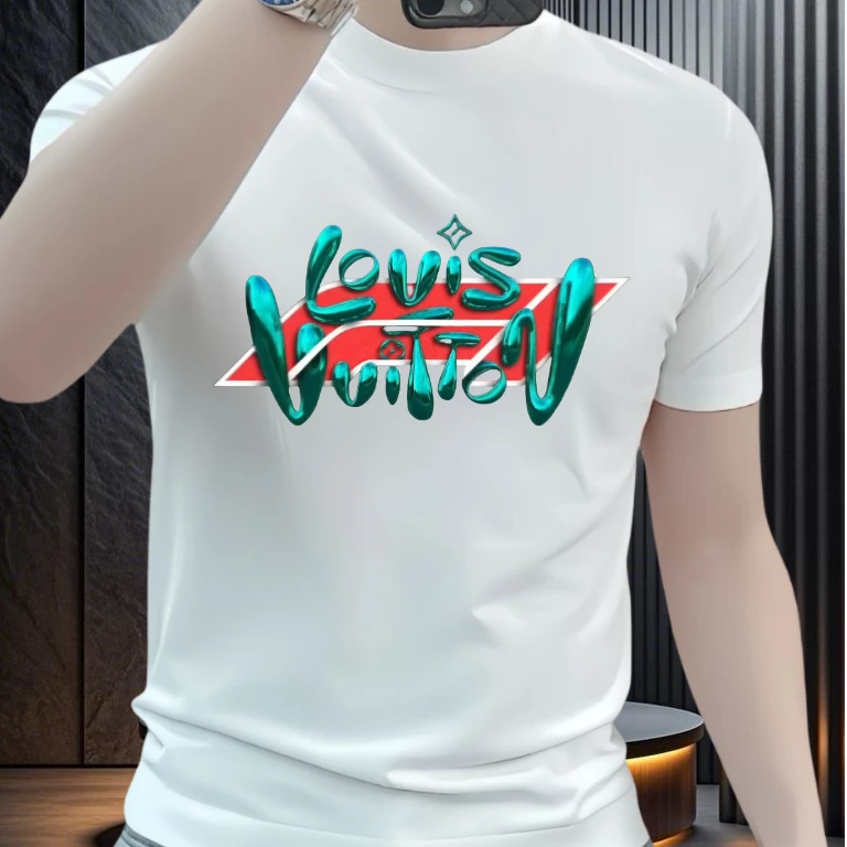 2025夏季重磅纯棉潮牌日常T恤美式痞帅男款短袖潮流修身百搭圆领