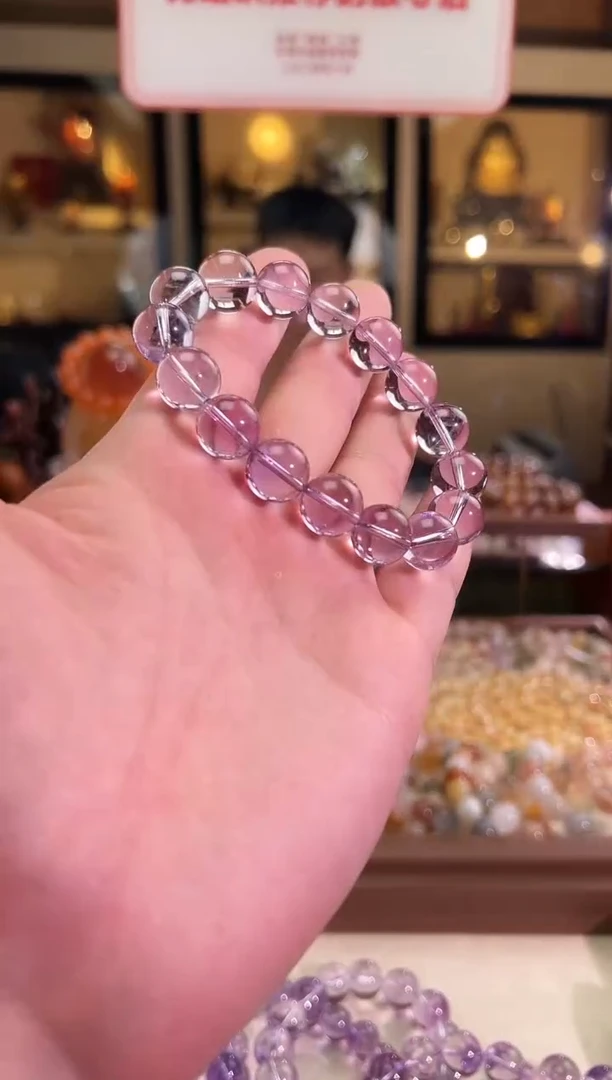 未镶嵌手链水晶12.7mm+玻利维亚紫水（多样性发一）