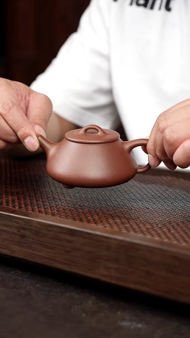 茶壶紫砂老紫泥平盖石瓢