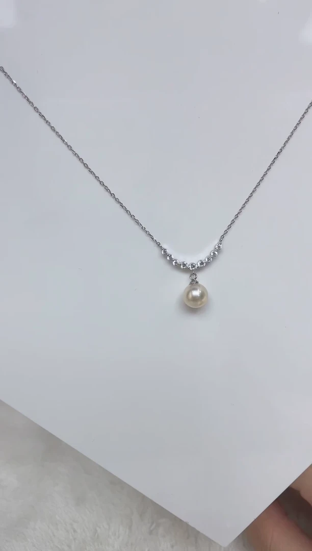 海水珍珠银S925镶嵌颈饰