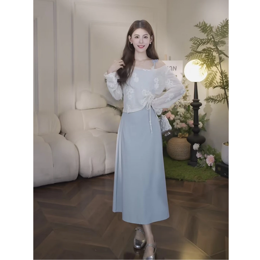 鹿向南【海风沁蓝】夏季新款春游出行连衣裙女温柔气质风