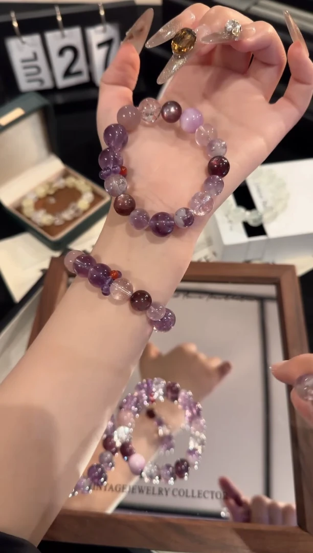 水晶手链合金紫色多宝x2162