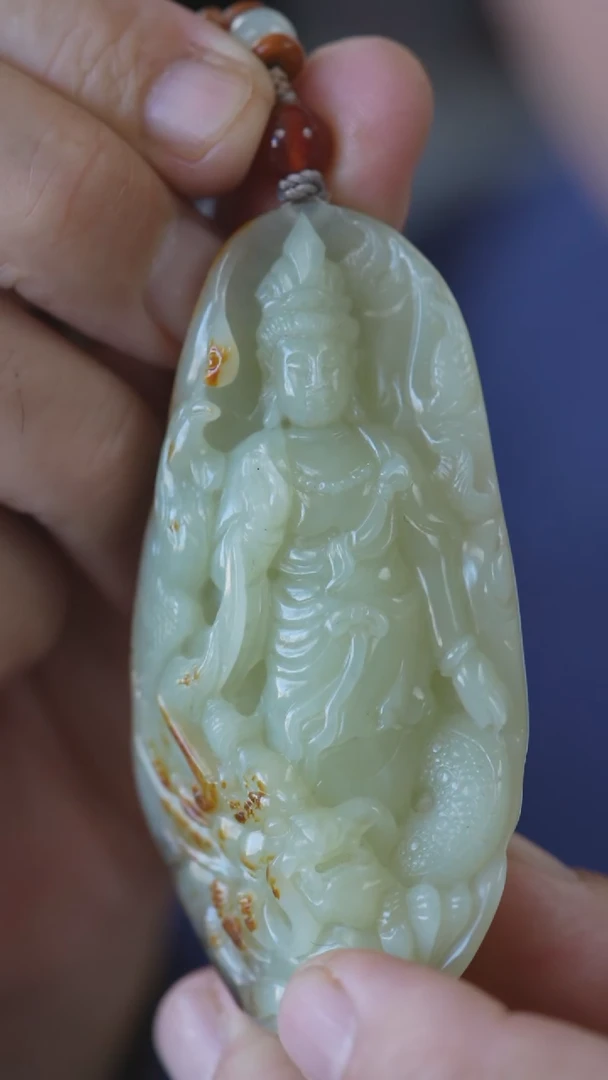 颈饰未镶嵌和田玉观音