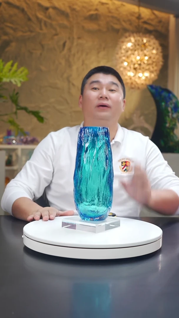 手工艺品琉璃宝石蓝色树干纹花器