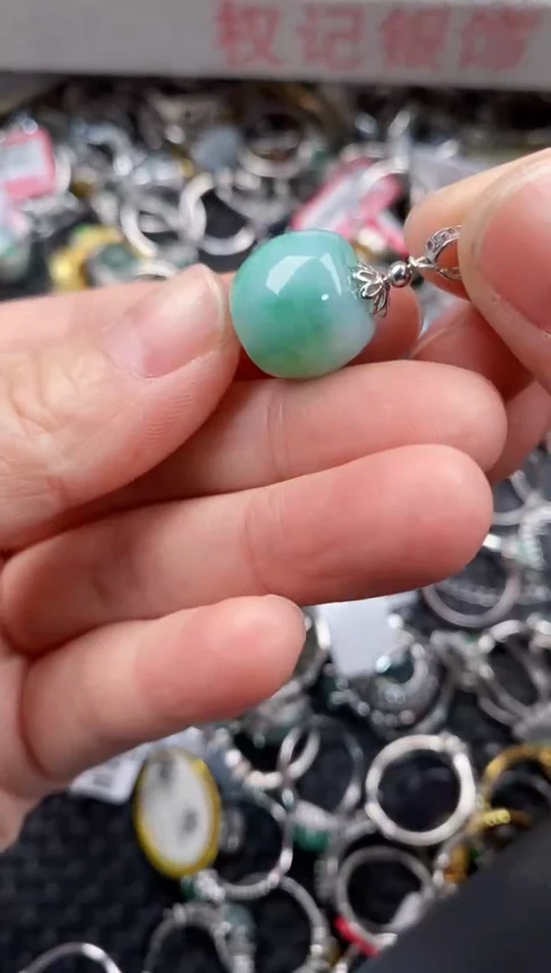 银S925镶嵌戒指翡翠10             2