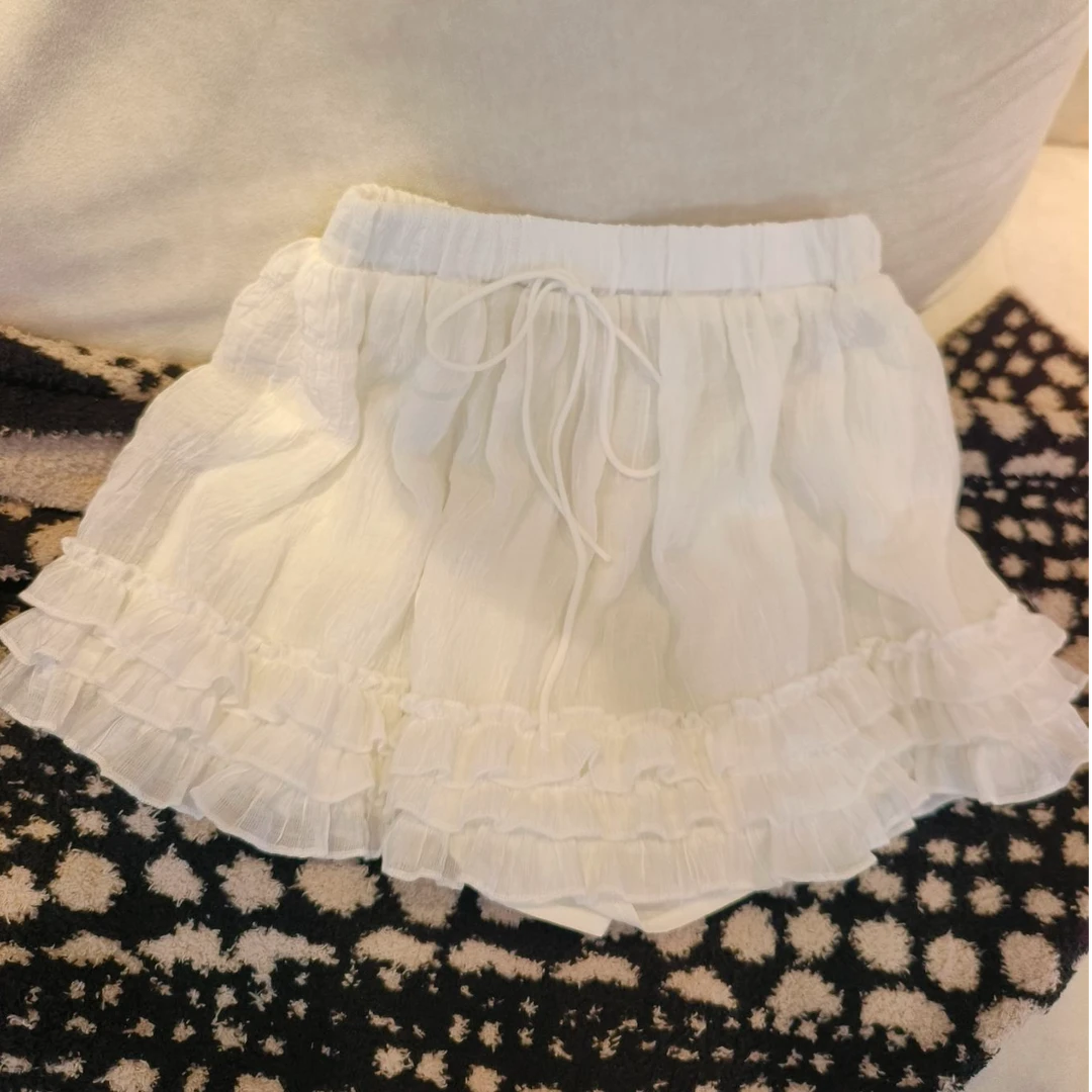 【RRSIFU蓉蓉私服】XS2546白色蛋糕半身裙女芭蕾风低腰a字半裙