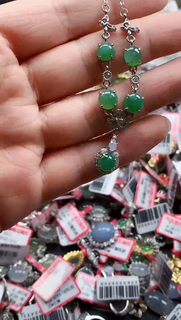 银S925镶嵌戒指翡翠天然A货缅甸翡翠