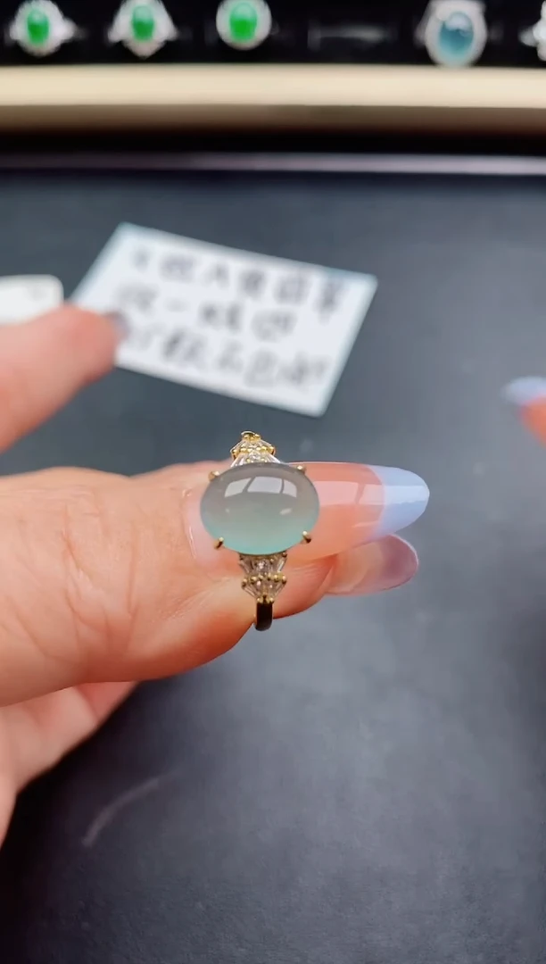 翡翠戒指银S925镶嵌08500