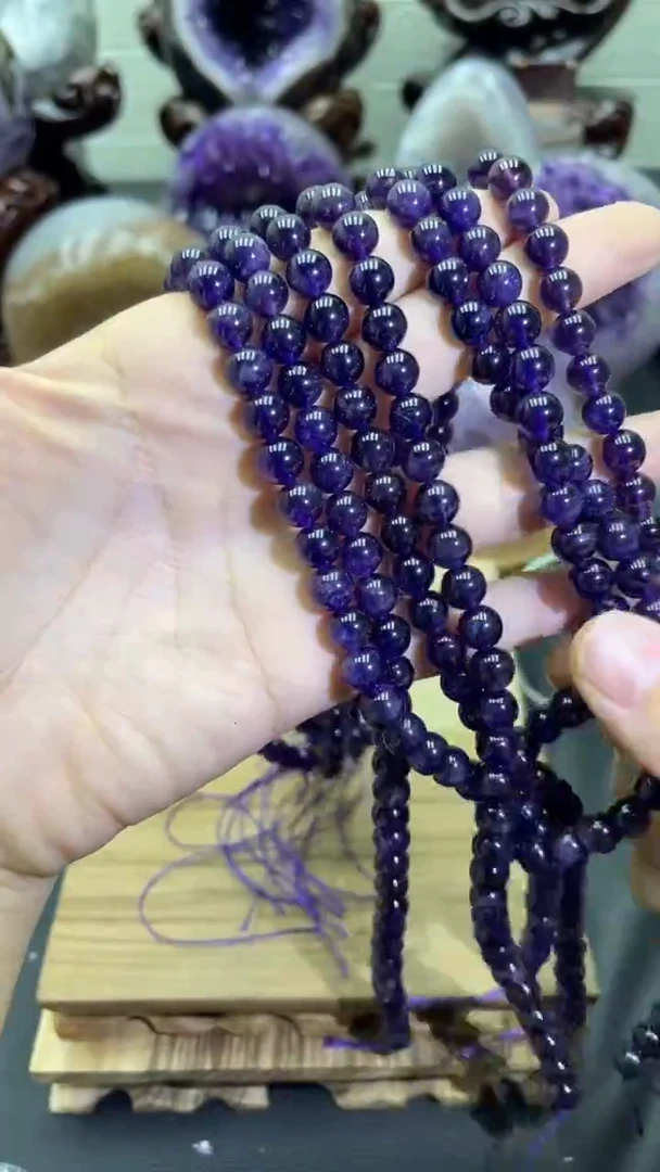 未镶嵌大型摆件（非配饰）紫晶卡8手链50颗珠子可穿两条
