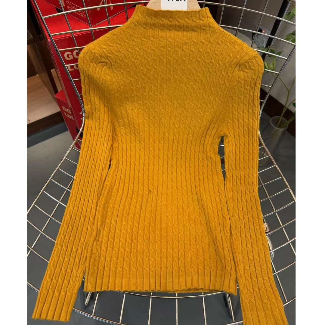 【乔恩清仓】春秋薄款麻花修身针织衫A0573