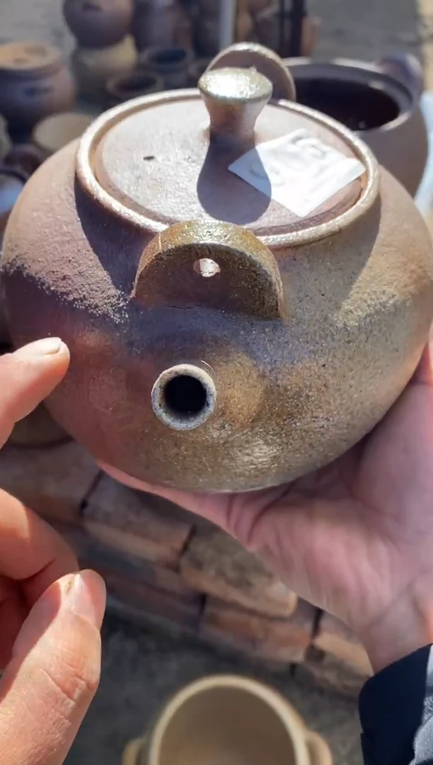 陶土1.2升玉化提梁壶965 耳裂