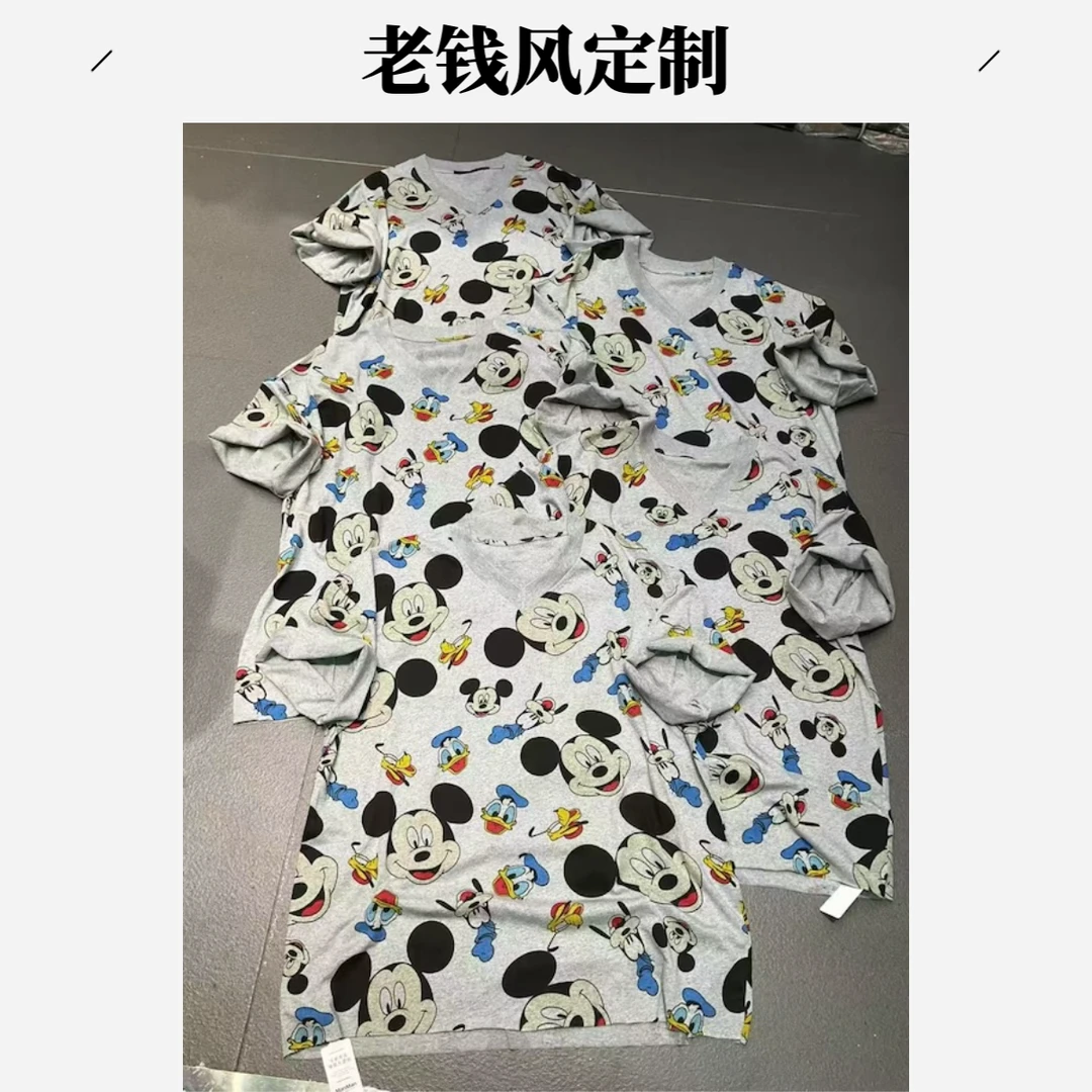 【杨英家V领】复古米奇老钱风显瘦设计短袖T恤8853