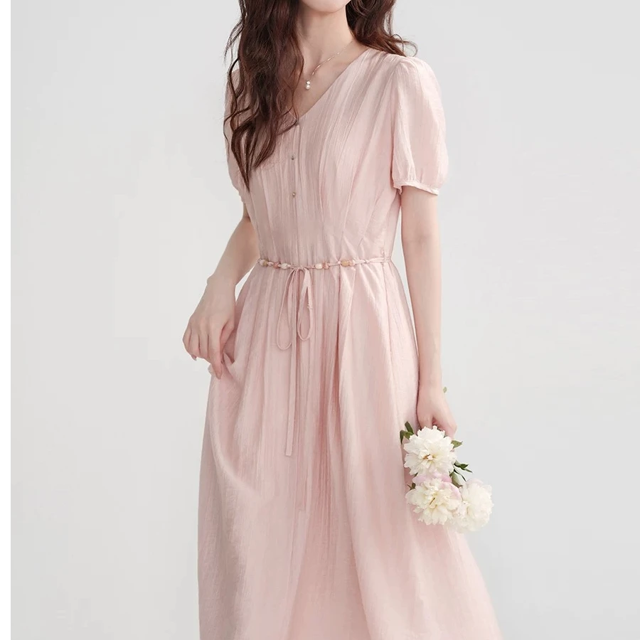 显瘦连衣裙收腰气质女装短袖宽松夏季盲盒裙子大码休闲洋气漂亮