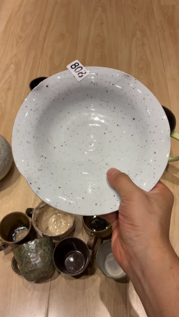 瓷片蔻**见808粗陶手工花瓣盘1个